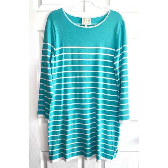 Sail To Sable | Aqua & White Striped Knit Dress ⚓️ - Picture 2 of 5